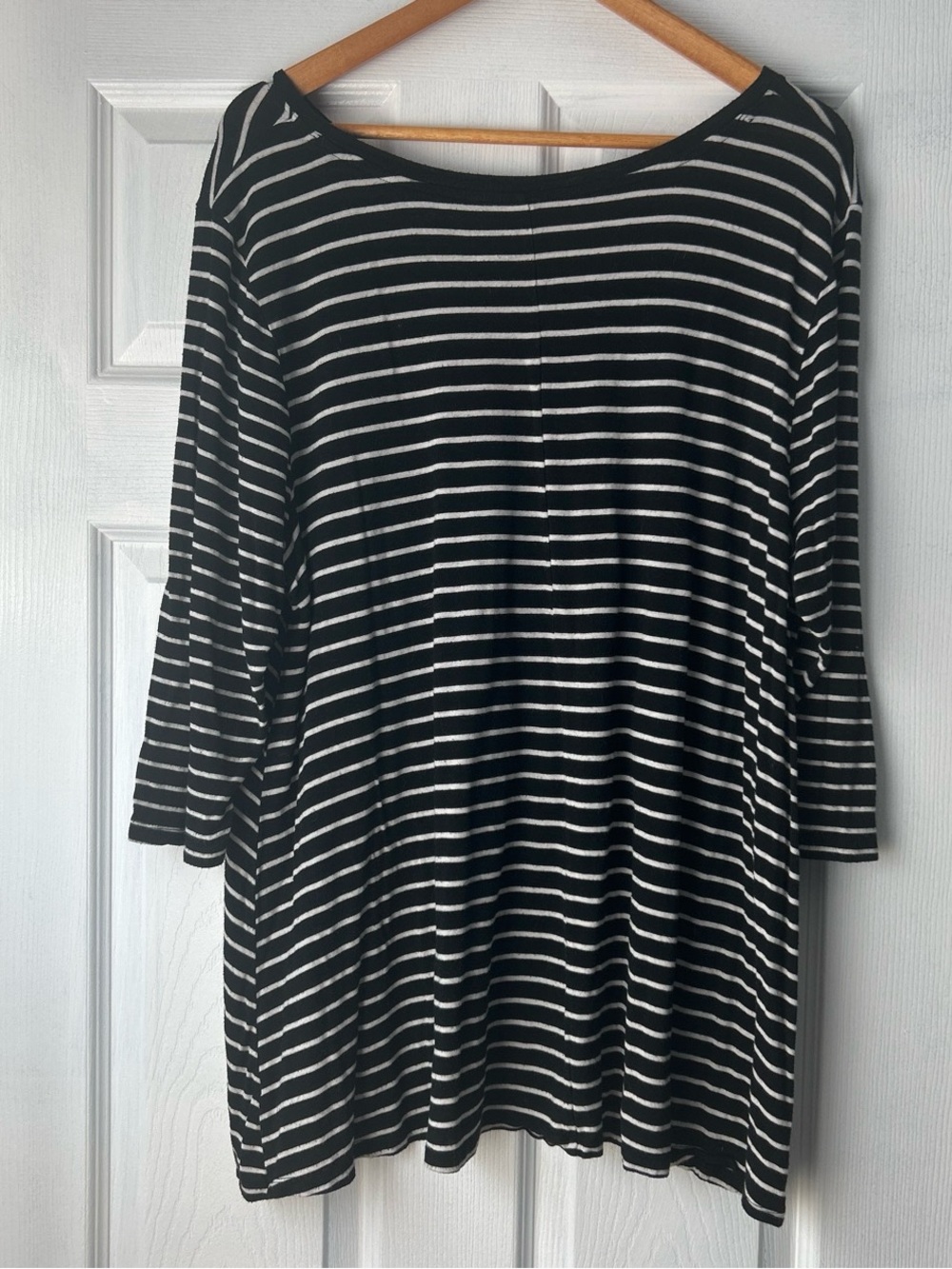 Lane Bryant Black & White Striped Long Sleeve Tunic Shirt